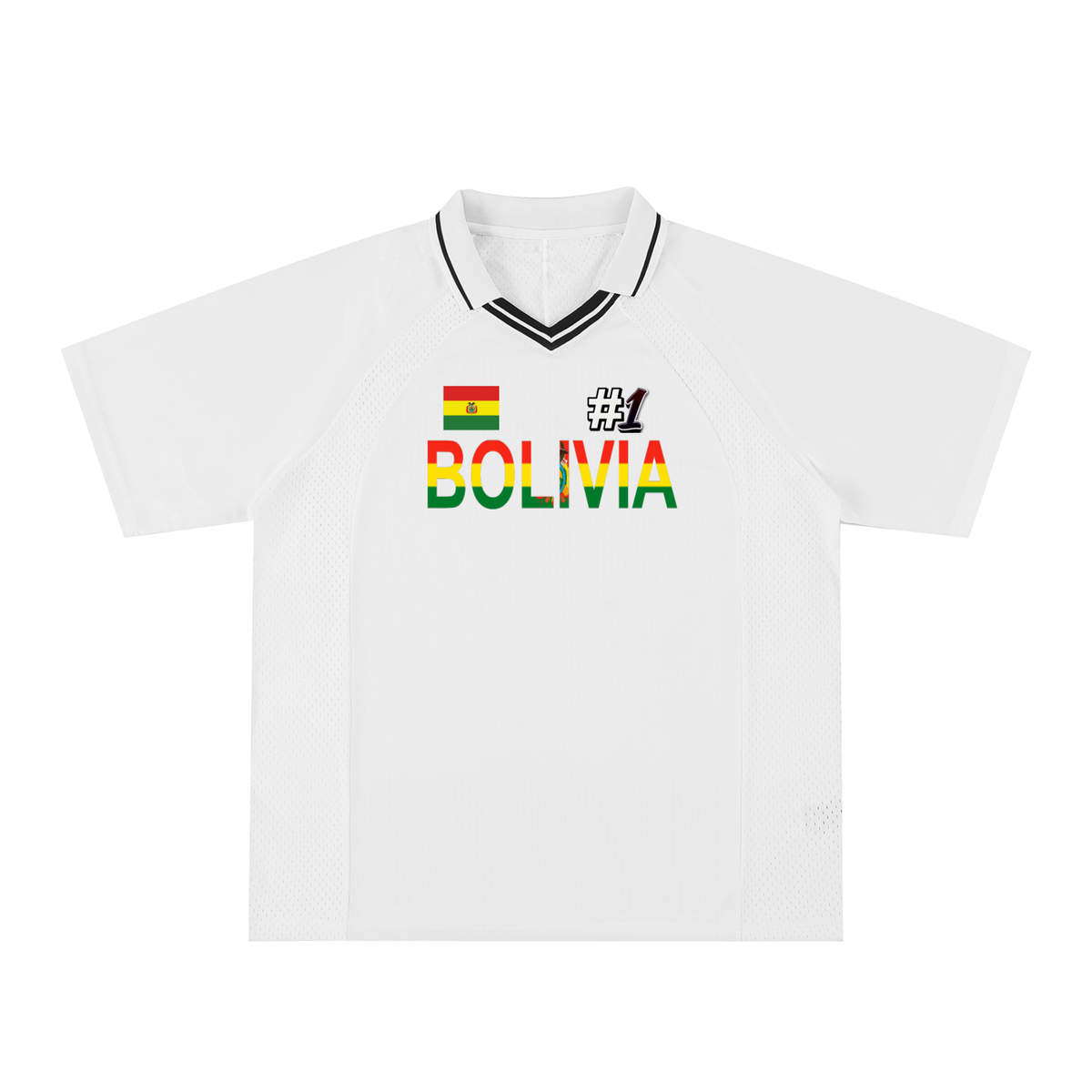 Bolivia Flag Themed Unisex Striped V-Neck Soccer Jersey