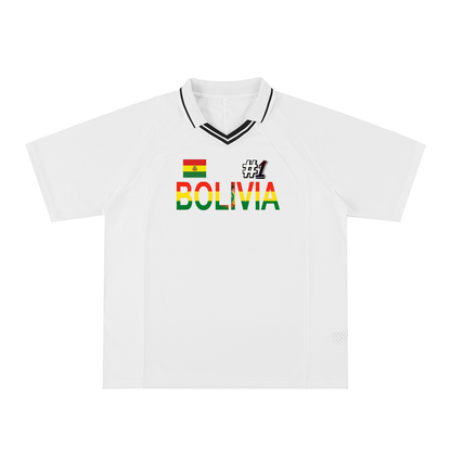 Bolivia Flag Themed Unisex Striped V-Neck Soccer Jersey