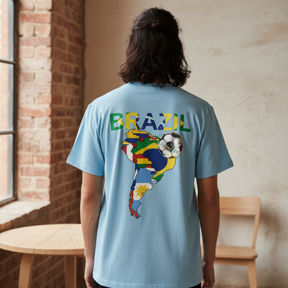 Unisex Vintage-Washed Cotton T-Shirt Featuring a Brazil Flag Graphic