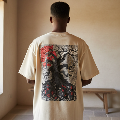Gothic Tree Art Graphic Unisex Heavyweight Drop Shoulder Cotton T-Shirt