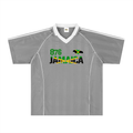 Jamaican Pride &  Flag Themed Shadow Stripe Collared Unisex Soccer Jersey