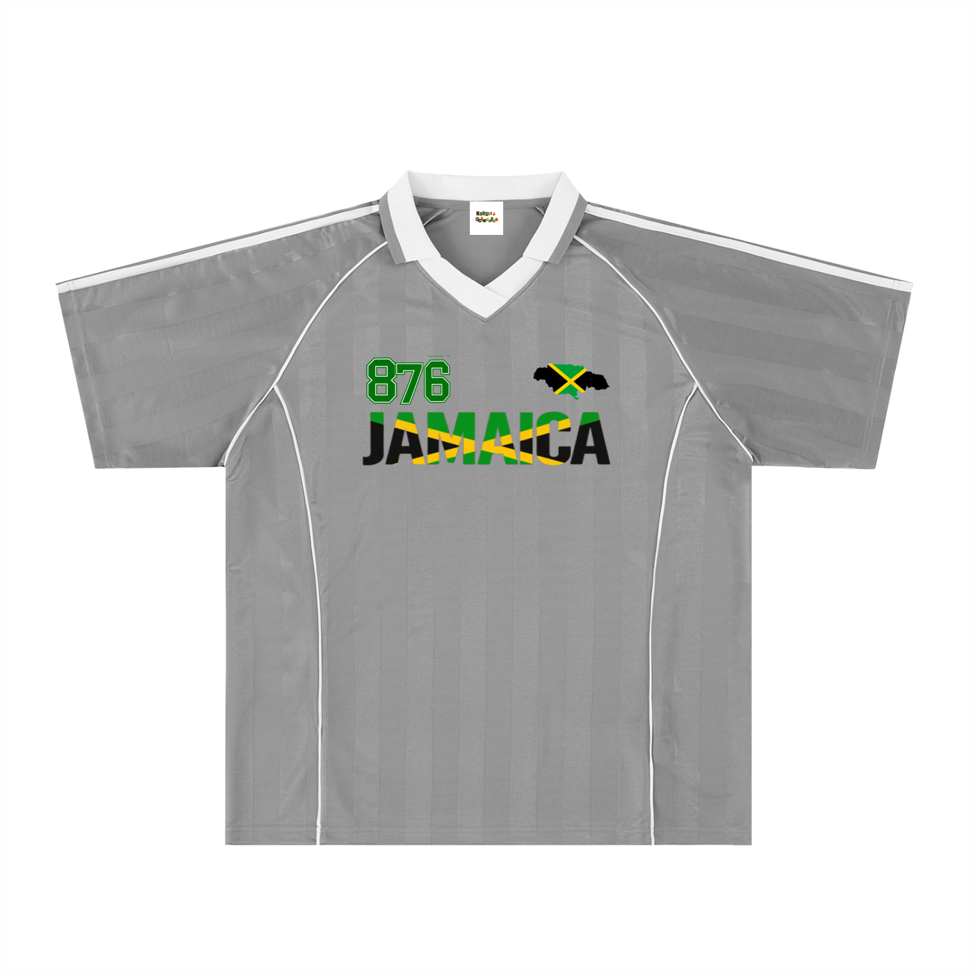 Jamaican Pride &  Flag Themed Shadow Stripe Collared Unisex Soccer Jersey