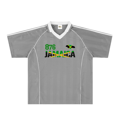 Jamaican Pride &  Flag Themed Shadow Stripe Collared Unisex Soccer Jersey