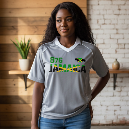 Jamaican Pride &  Flag Themed Shadow Stripe Collared Unisex Soccer Jersey