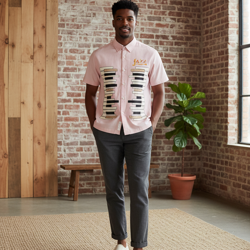 Piano Art Print Unisex Boxy Short Sleeve Shirt
