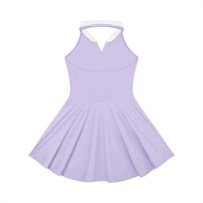 Dominican Republic Flag Themed Women's Collared Halter A-Line Tennis Dress