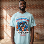 Oversized Unisex Cotton T-Shirt featuring a Snow-Washed Future Robot Dystopia Graphic