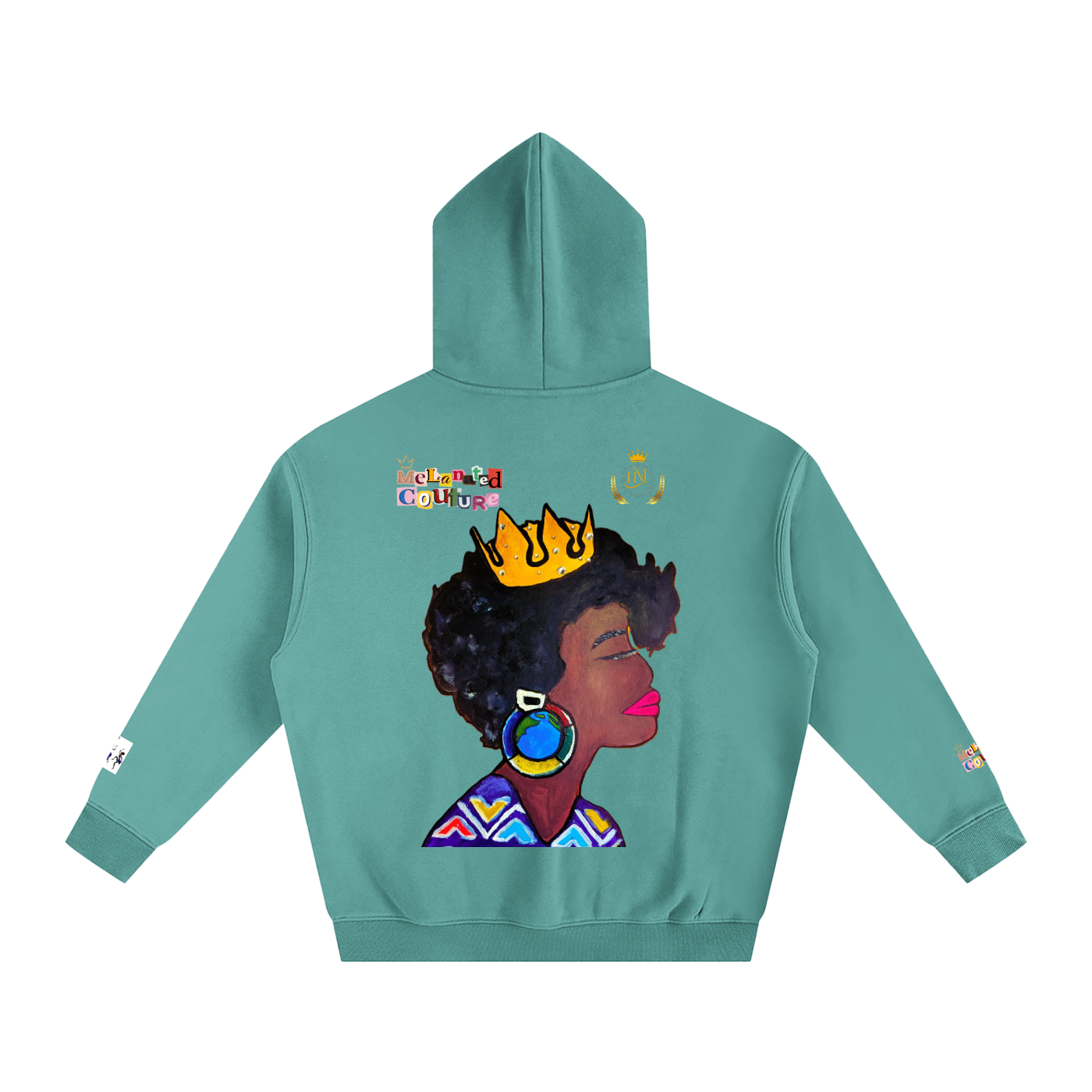 Crowned Black Woman Art Graphic Unisex Oversize Fleeced Hoodie
