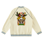 Gothic Tiger Skull Graphic Contrast Trim Raglan Varsity Unisex  Jacket