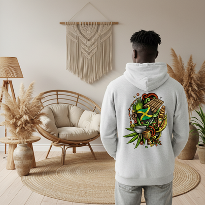 Jamaica Flag Themed Graphic Oversize Fleeced Unisex Hoodie