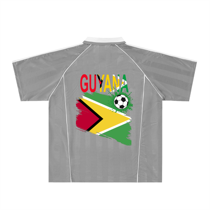 Guyana Flag Themed Unisex Graphic Shadow Stripe Collared Soccer Jersey