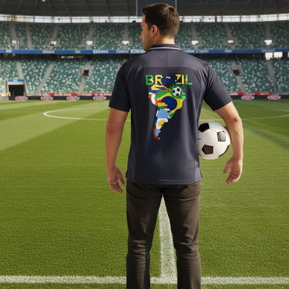 Brazil Flag Themed Graphic Striped V-Neck Soccer Unisex Jersey