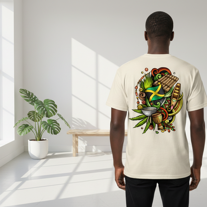 Jamaica Flag Themed Graphic Vintage Wash Cotton Unisex T-Shirt