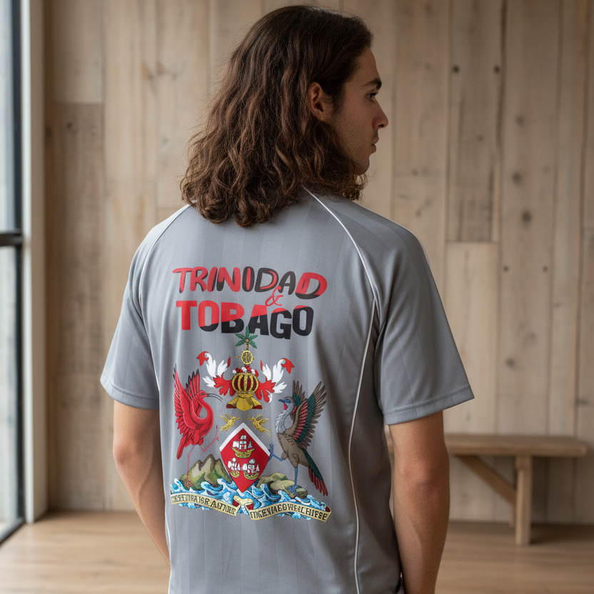 Trinidad Flag Shadow Stripe Collared Unisex Soccer Jersey