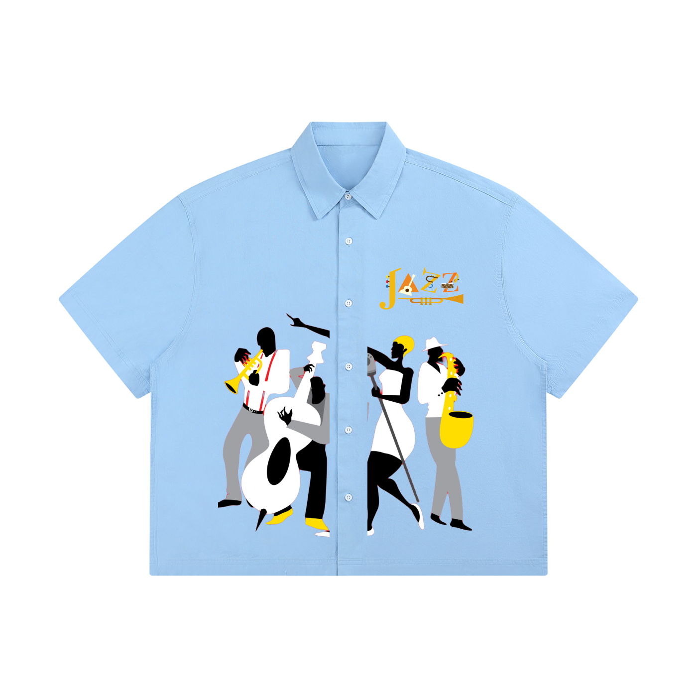 Unisex Boxy Short-Sleeve T-Shirt Featuring Jazz Band Graphic Design