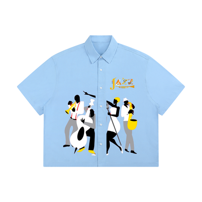 Unisex Boxy Short-Sleeve T-Shirt Featuring Jazz Band Graphic Design