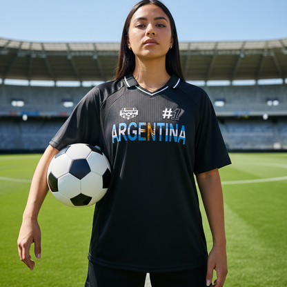 Argentina Flag Themed Graphic V-Neck Soccer Jersey