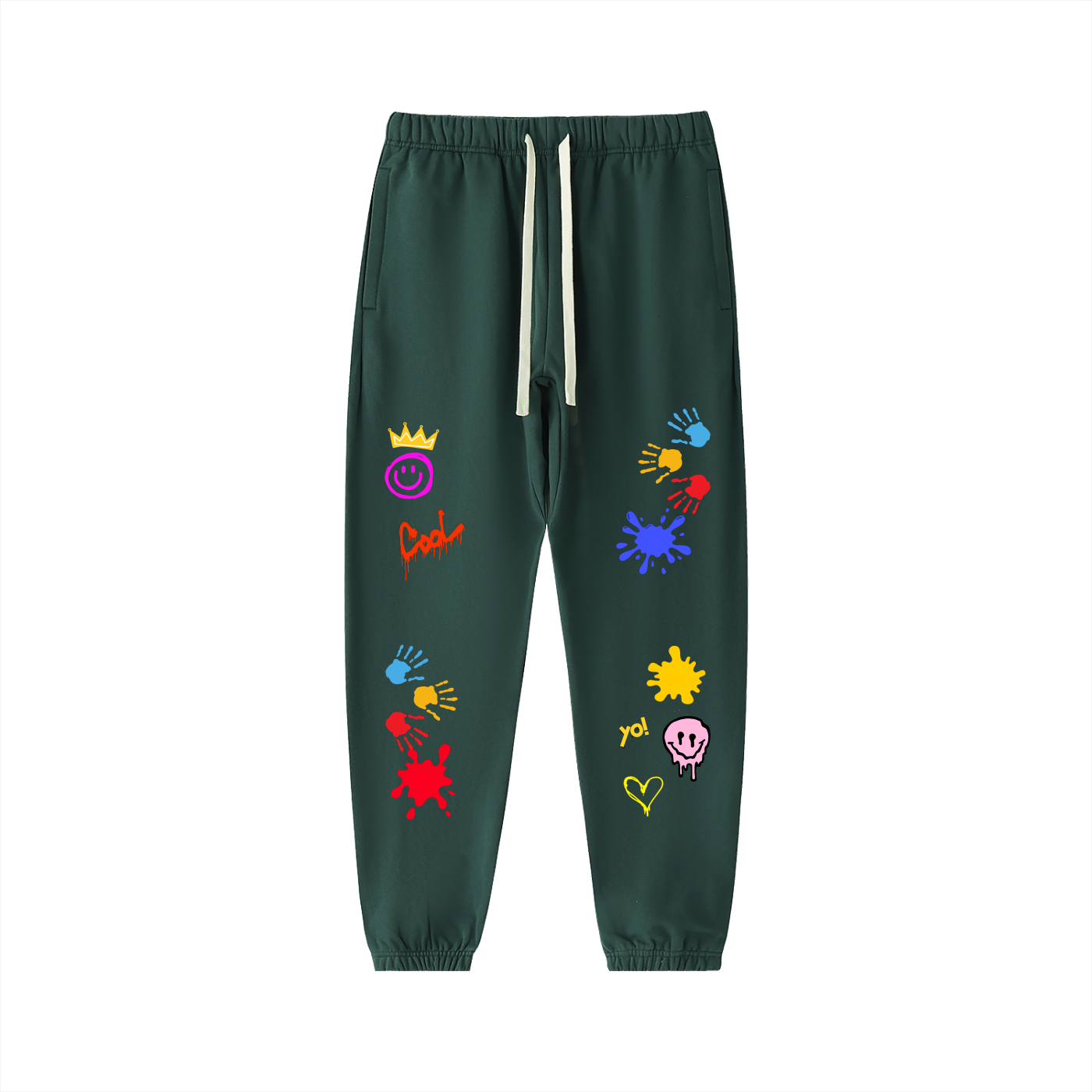 Unisex Color Splat Art Graphic Essential Heavyweight Cotton Sweatpants ODMPOD