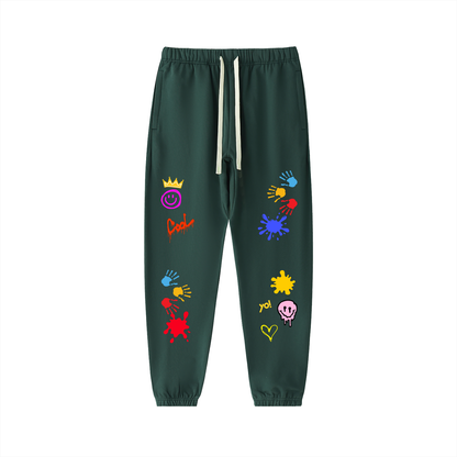 Unisex Color Splat Art Graphic Essential Heavyweight Cotton Sweatpants ODMPOD