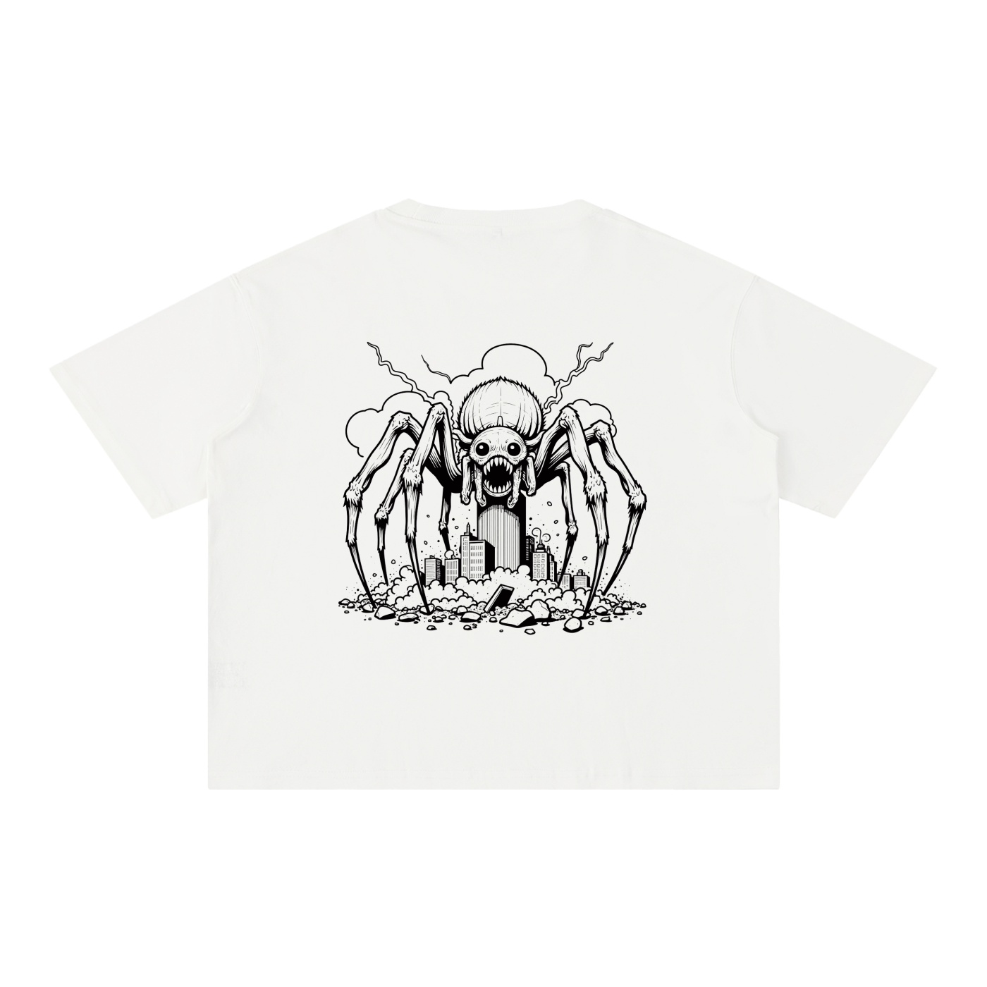 Gothic Spider Art Graphic Unisex Mineral Wash Boxy Cotton T-Shirt