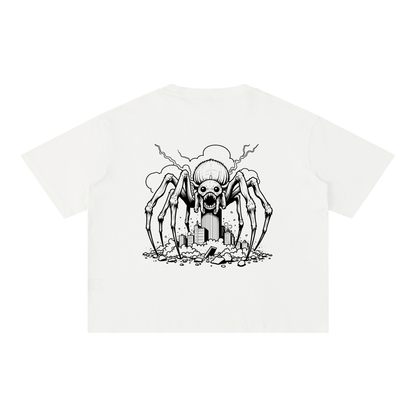 Gothic Spider Art Graphic Unisex Mineral Wash Boxy Cotton T-Shirt