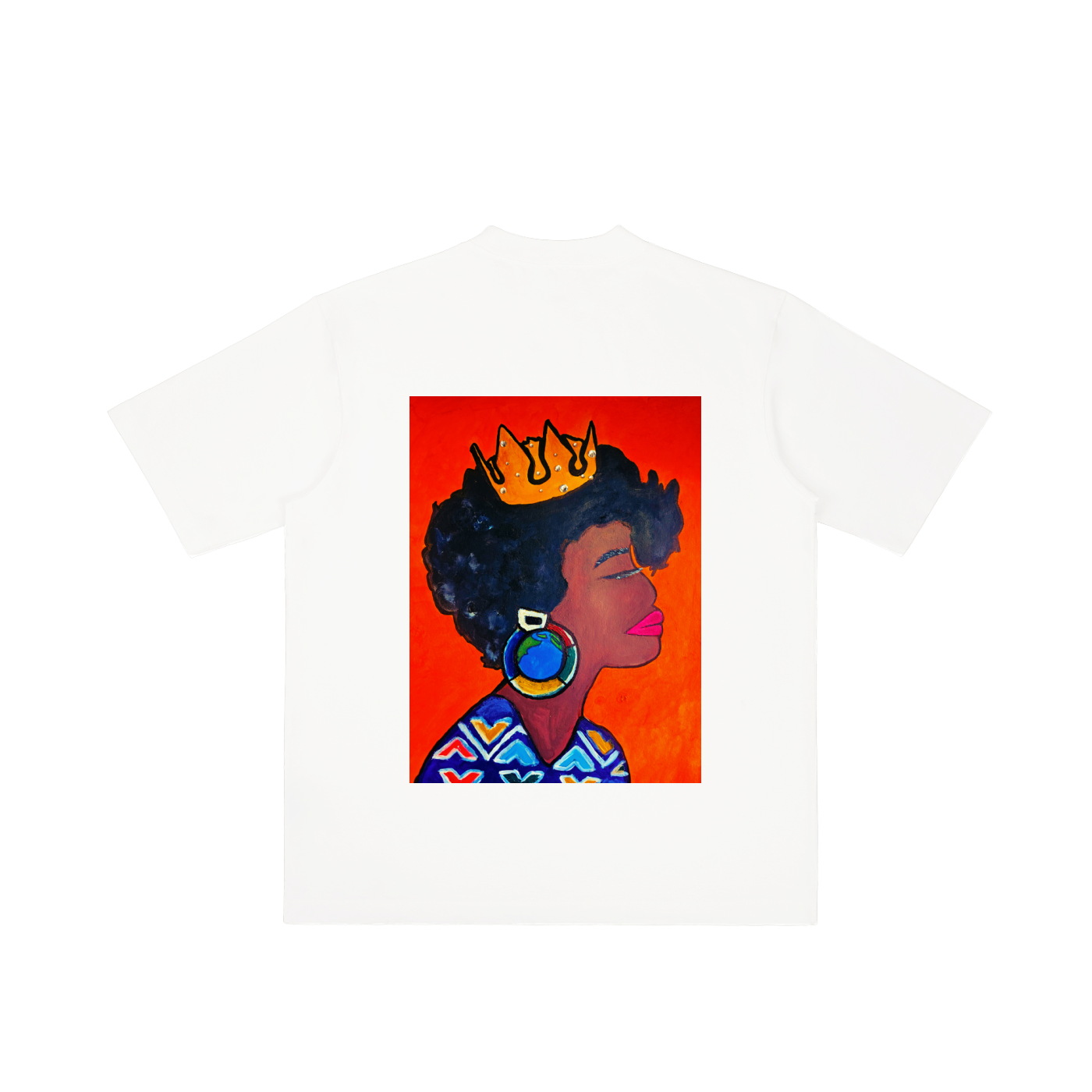 Crowned Black Woman Art Graphic Vintage Wash Drop Shoulder T-shirt