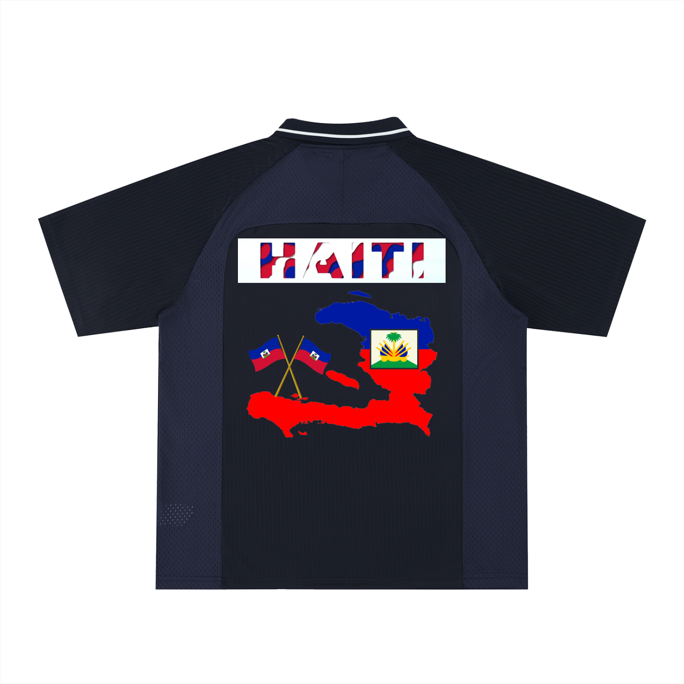 Haiti Flag Themed Graphic Striped V-Neck Soccer Unisex Jersey