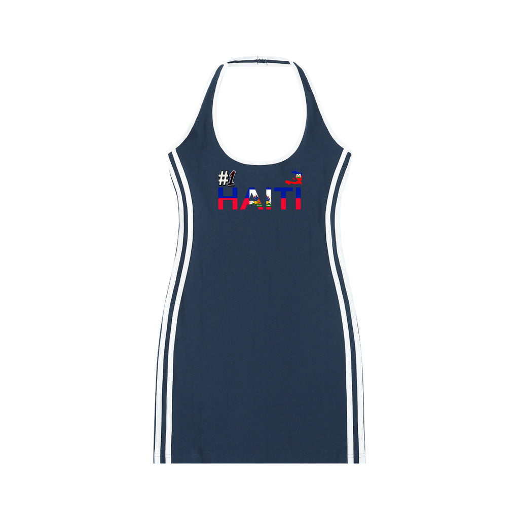Haiti Flag Art Women's Binding Tight Halter Dress