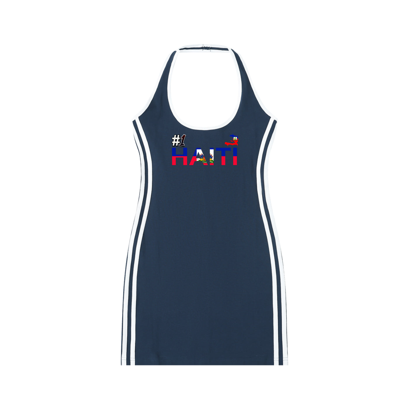 Haiti Flag Art Women's Binding Tight Halter Dress