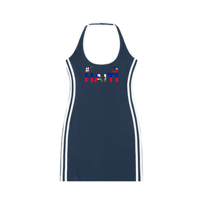 Haiti Flag Art Women's Binding Tight Halter Dress