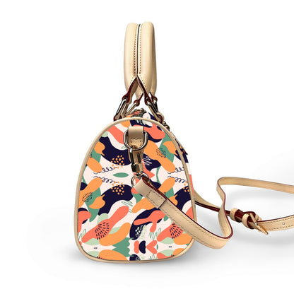 All-Over Colorful Patterned Classic Barrel-Shaped PU Leather Handbag