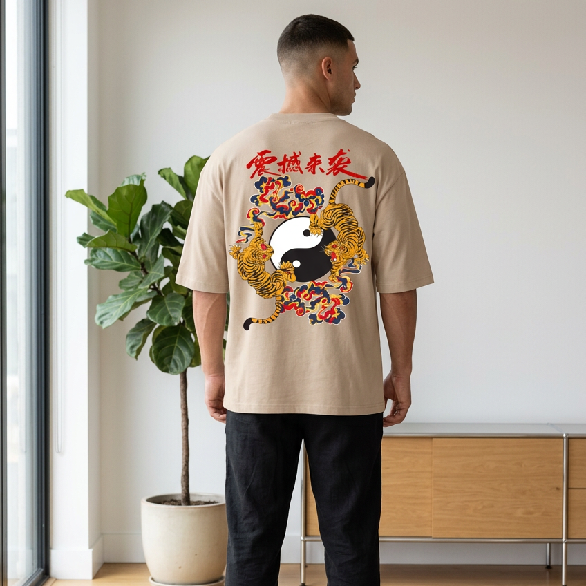 Ying and Yang Graphic Tiger Unisex Seamless Unisex T-Shirt