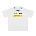 Jamaican Pride, Flag Themed Graphic V-Neck Collared  Unisex Soccer Jersey
