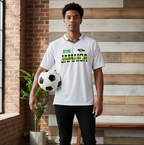 Jamaican Pride, Flag Themed Graphic V-Neck Collared  Unisex Soccer Jersey