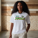 Jamaican Pride, Flag Themed Graphic V-Neck Collared  Unisex Soccer Jersey