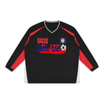 Belize Flag Themed Graphic Unisex Color Block Long Sleeve Jersey