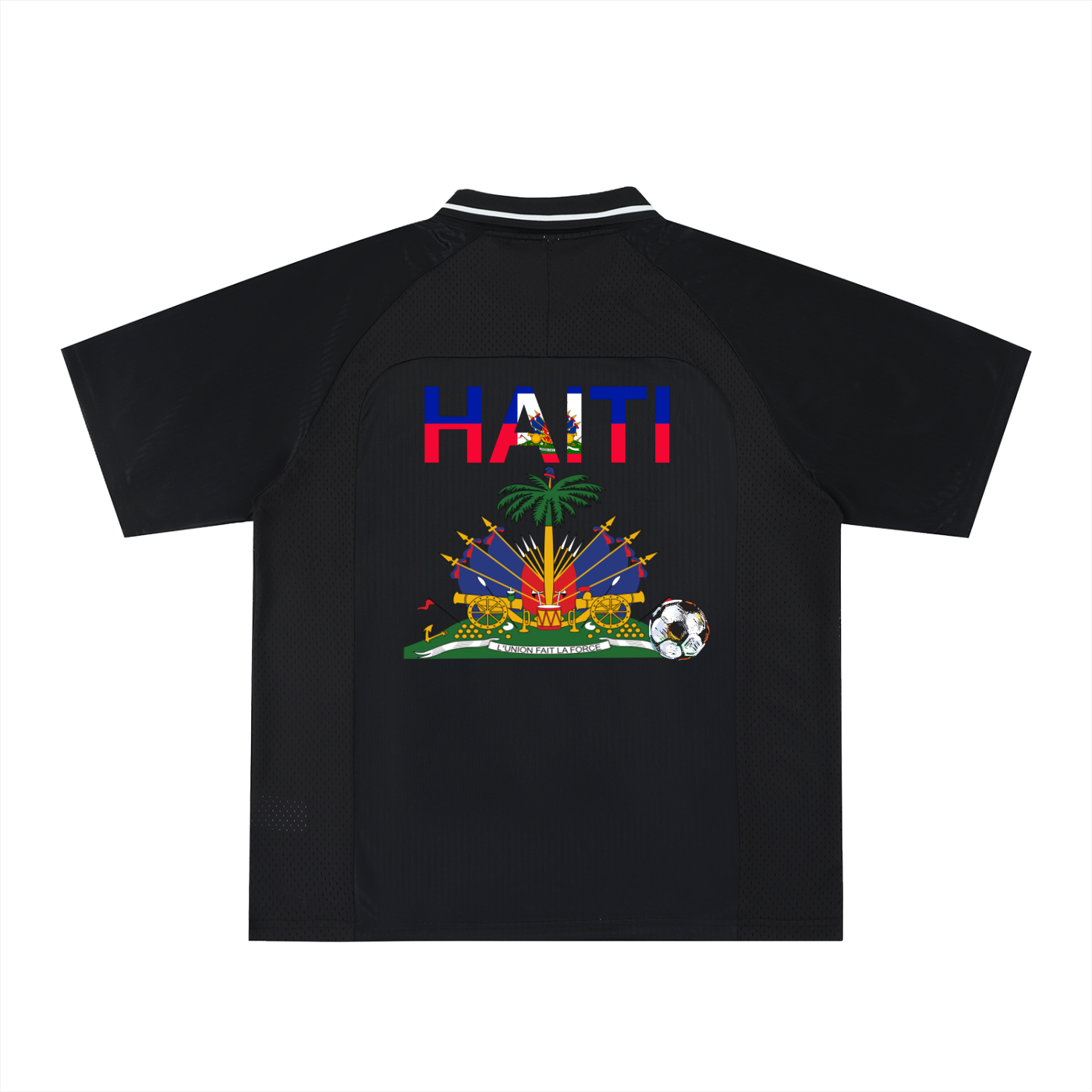 Haiti Flag Themed Striped V-Neck Unisex  Soccer Jersey