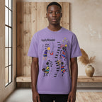 Unisex Afro Music Cartoon Graphic T-shirt, Vintage Wash Drop Shoulder Tee ODMPOD