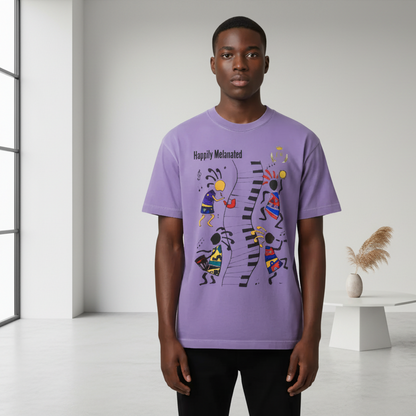 Afro Music Cartoon Graphic Unisex T-shirt, Vintage Wash Drop Shoulder T-shirt
