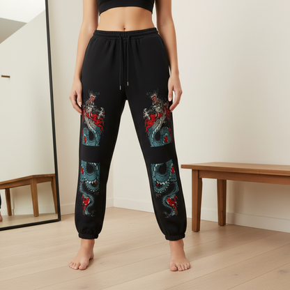 joggers,pants,dragon print