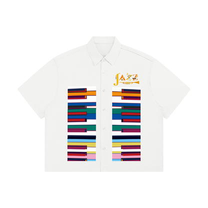 Colorful Piano Keys Print Unisex Boxy Short Sleeve Shirt