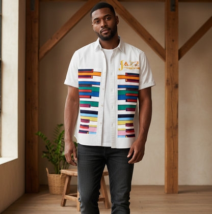 Colorful Piano Keys Print Unisex Boxy Short Sleeve Shirt