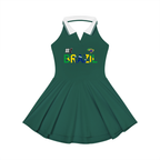 Women's A-Line Tennis Dress featuring a collared, halter-style design with a Brazil-themed Graphic