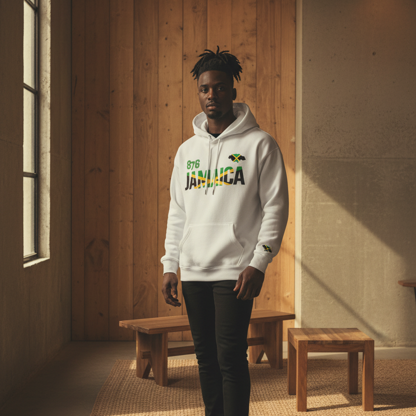 Jamaican Pride and Flag Themed Graphic Fleeced Unisex Hoodie