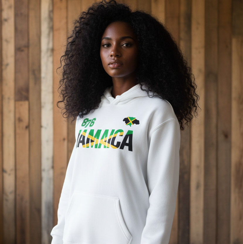 Jamaican Pride and Flag Themed Graphic Fleeced Unisex Hoodie