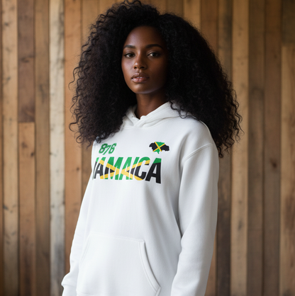 Jamaican Pride and Flag Themed Graphic Fleeced Unisex Hoodie