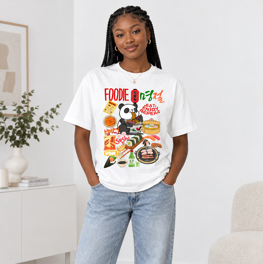 Asian Foodie Enthusiast Graphic Unisex Oversized T-Shirt