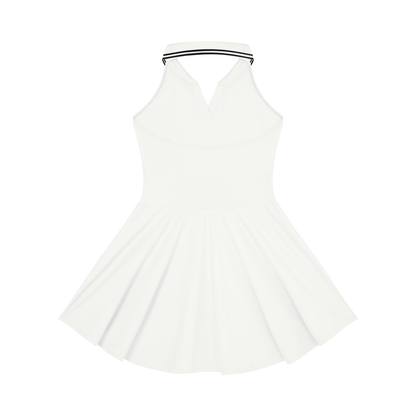 Spain Flag Themed Women's Collared Halter A-Line Tennis Dress