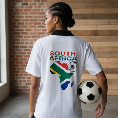 South African Flag Themed Graphic Collar Striped Soccer Jersey