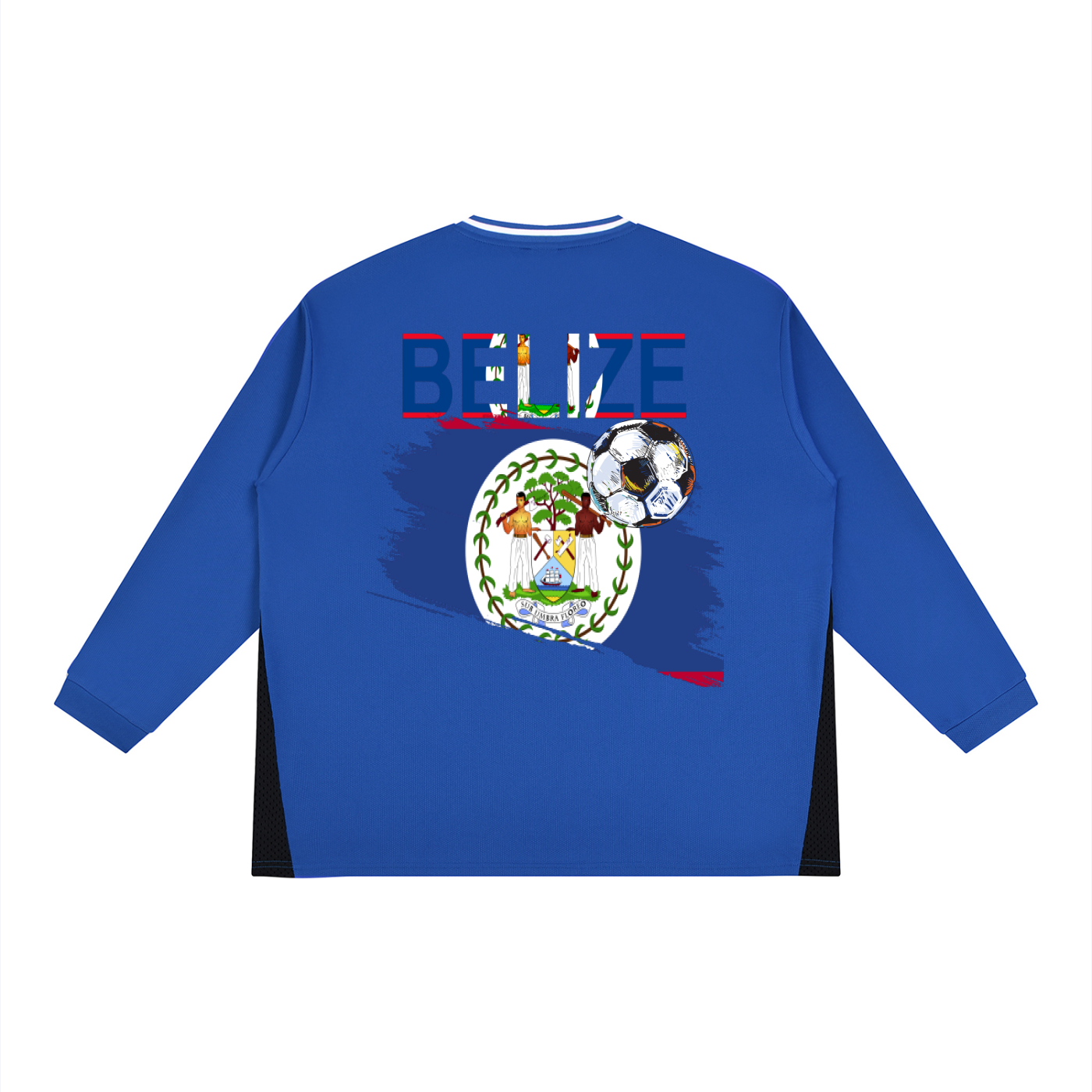 Belize Flag Art Unisex Color Block Long Sleeve Jersey